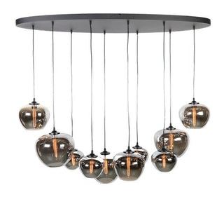 Handgemaakte ovale eettafel hanglamp met verstelbare smoke bollen 